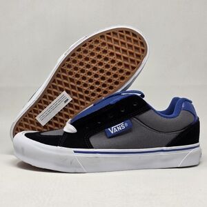 Vans Men's Push Black Pewter Grey Blue Canvas Suede Sneakers 721356 Size 6.5 New